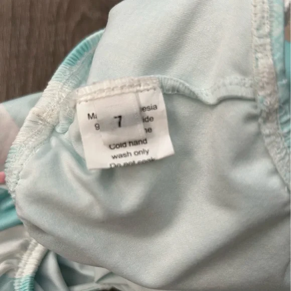 Well Dressed Wolf Go Wildling Turquoise Blue 2 piece Swim Bikini, Girls Sz 7,EUC